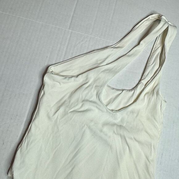 L*Space Cream Phoebe Classic One-Shoulder Rib One-Piece Swimsuit NWOT Size 8 - Picture 7 of 9